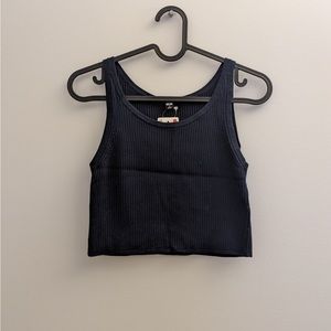 Uniqlo Ribbed Sleeveless Cropped Top - Navy